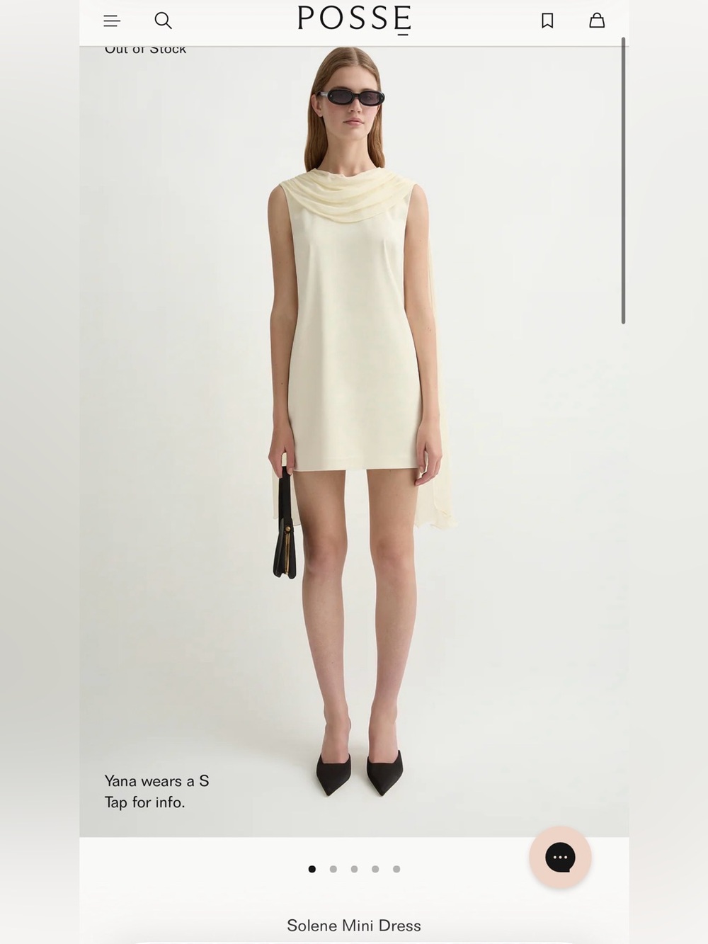 POSSE - Cream Solene Mini Dress with Draped Neck